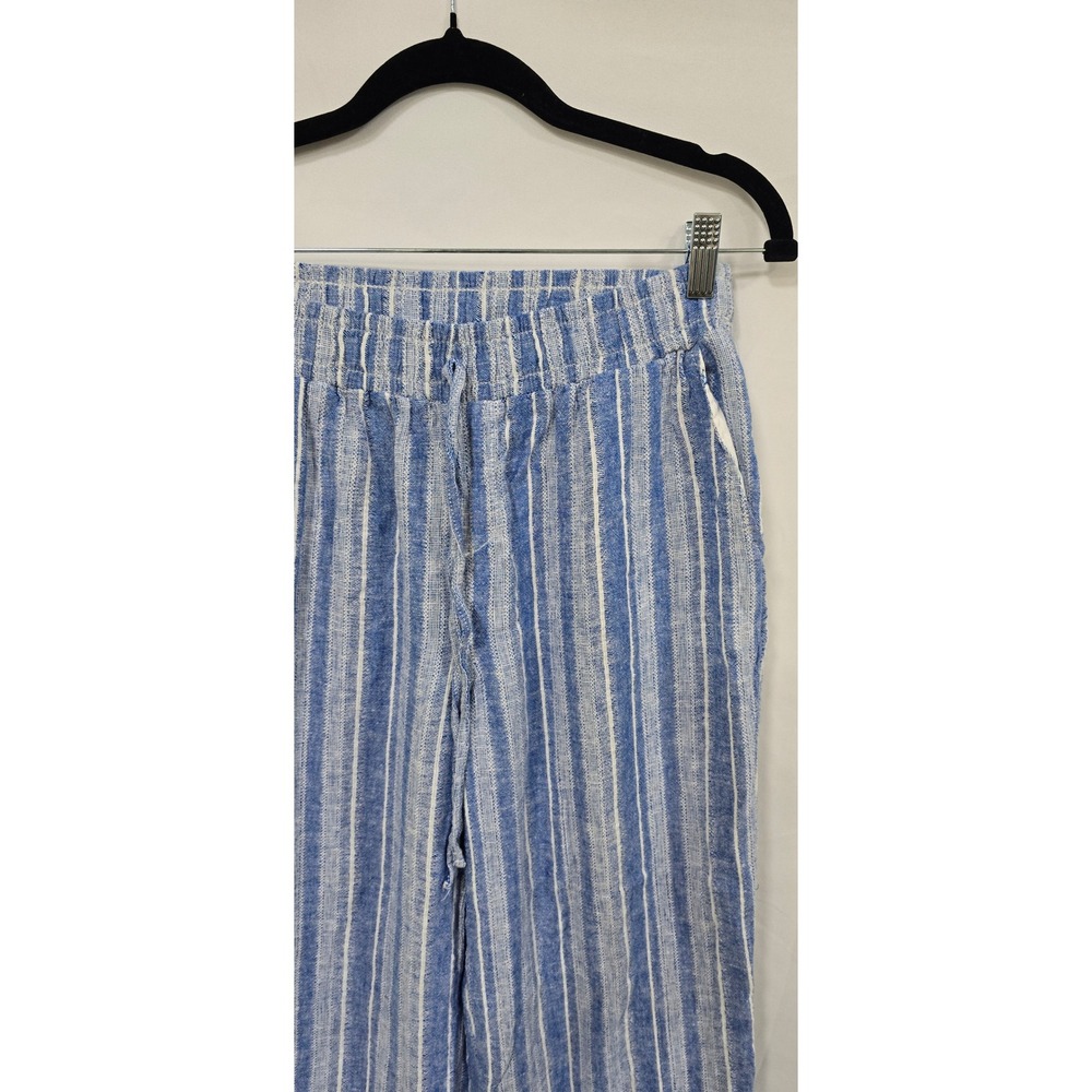 Briggs women M wide leg‎ pants linen blend stripped palazzo pants blue resort - Picture 3 of 8
